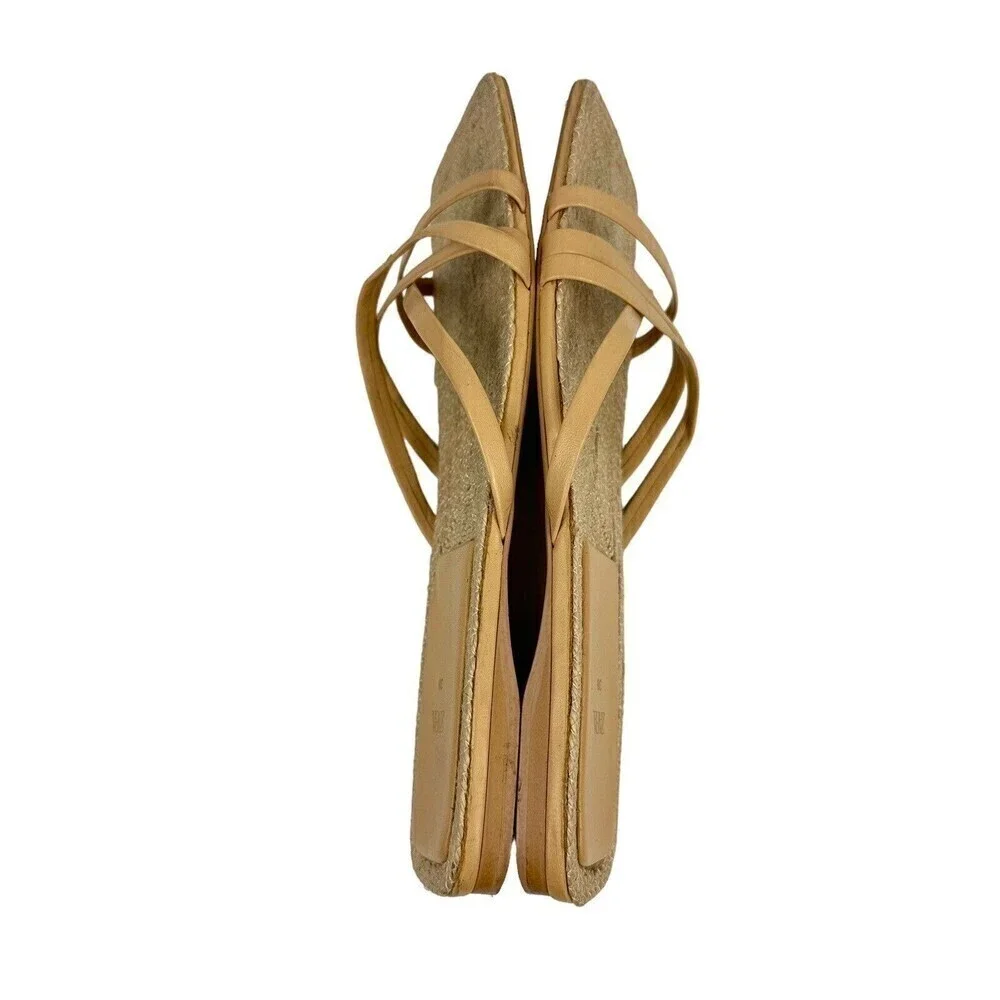 Zara Sheos Womens Size 38 Beige Square Toe Strappy Flat Sandals Jute 7.5 US READ - Picture 15 of 16